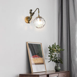 Nordic lantern wall light clear glass iron — E27 bulb fixture
