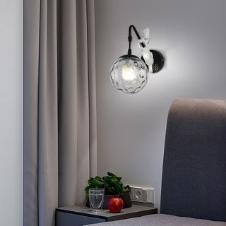 Clear glass iron Nordic lantern wall sconce — E27 lamp