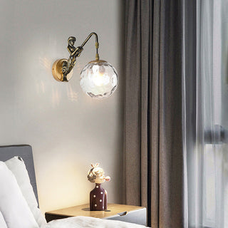 Nordic clear glass lantern wall lamp illuminated — iron E27