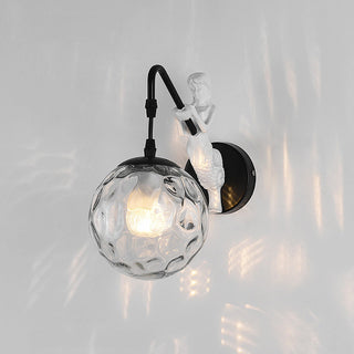 Nordic iron lantern wall sconce clear glass — E27 wall light