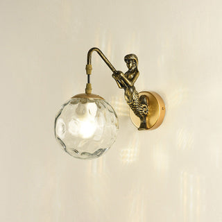 Iron E27 Nordic lantern wall sconce detail — clear glass