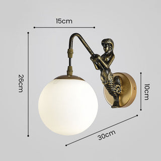 Iron E27 white glass ball vintage sconce detail — wall lamp