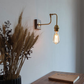 Minimalist industrial brass wall sconce gold — adjustable fixture