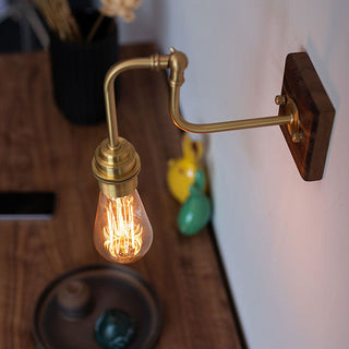 Brass adjustable wall lamp industrial illuminated — gold finish