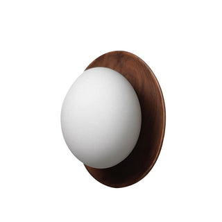 Natural wood round wall sconce minimalist — living room