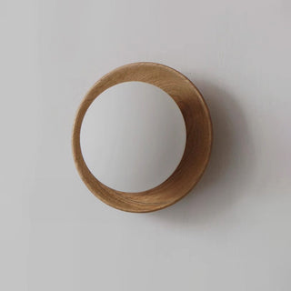 Natural wood wall sconce round minimalist — living room