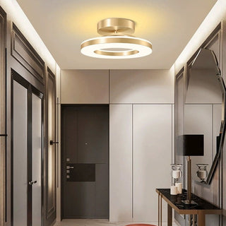 Modern luxury gold ring ceiling lamp close-up detail