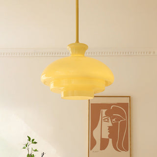 Bauhaus yellow three-layer glass pendant lamp for dining room