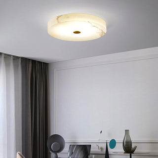 Marble flush mount ceiling fixture, elegant white marble lamp