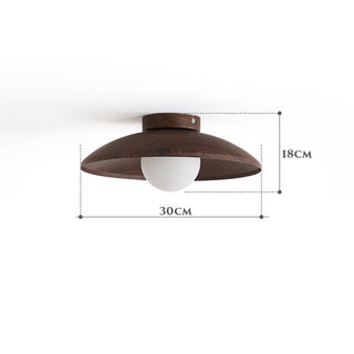 Rustic brown wooden ceiling lamp – iron accent installed