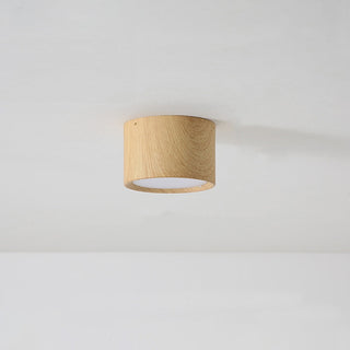 Mini column LED ceiling light with wood finish, dining room