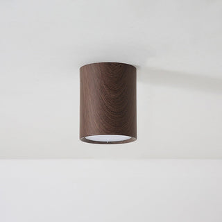 Wood finish mini column ceiling light, modern LED dining