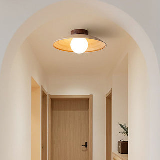 Retro wood ceiling light for hallway, adjustable mini pendant