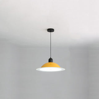LED acrylic stained pendant hanging in Nordic dining room