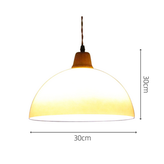 Retro stained glass pendant side view — brown shade LED lamp
