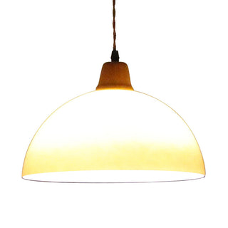 Brown LED pendant lamp detail — retro stained glass ceiling