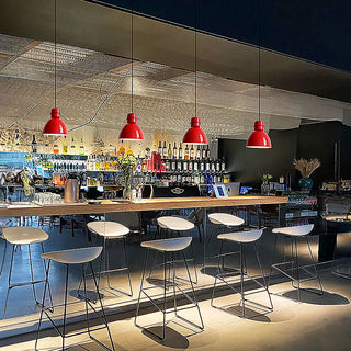Compact Scandinavian pendant from below — small LED hanging light