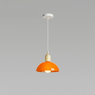 Mini stained glass pendant side view — dimmable E27 bedside lamp