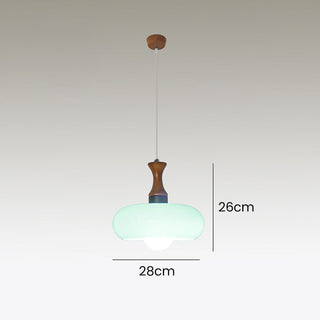 Suspension Médiévale en Noyer – Suspension en Verre avec Éclairage Rustique en Bois de Noyer