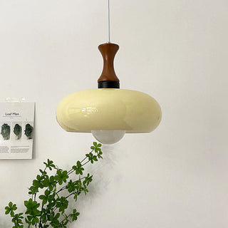 Rustic walnut wood glass pendant for vintage interior