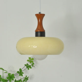 Walnut wood glass pendant — rustic medieval interior