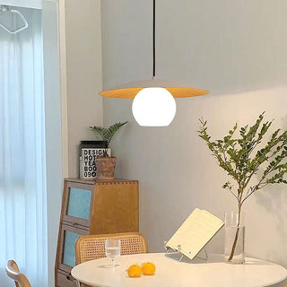 UFO pendant close-up — mini iron disc creative ceiling fixture