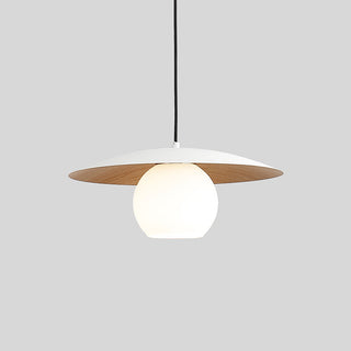 Iron disc UFO pendant from below — modern mini hanging lamp