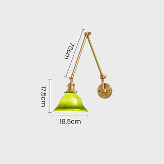 Applique murale Mid-Century - Lampe en laiton avec abat-jour en verre vert réglable pour salle à manger