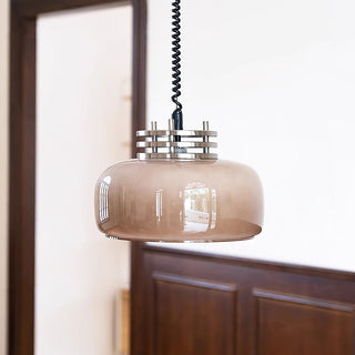 Brown glass pendant detail — coffee modern shade fixture