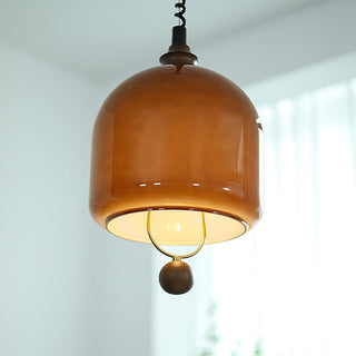 Glass lantern Bauhaus pendant side view — modern LED fixture