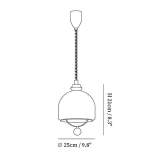 Glass lantern pendant detail — Bauhaus modern LED ceiling lamp