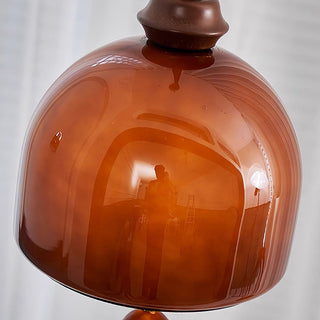 Glass lantern pendant top view — Bauhaus modern LED dining lamp