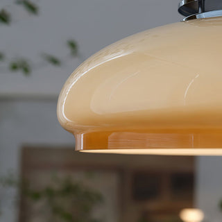 Brown glass pendant from below — Bauhaus stylish hanging light