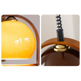 Orange glass ball mid-century pendant — dining room ceiling lamp