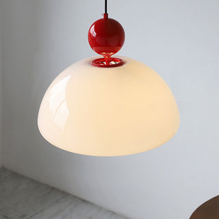 Classic glass pendant top view — creamy vintage hanging fixture
