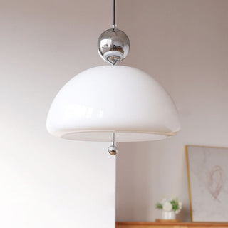 Classic glass pendant from below — creamy vintage hanging light