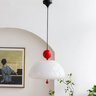 Classic pendant detail — creamy glass vintage hanging lamp