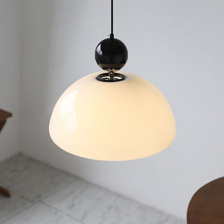 Creamy pendant close-up — classic glass vintage dining lamp