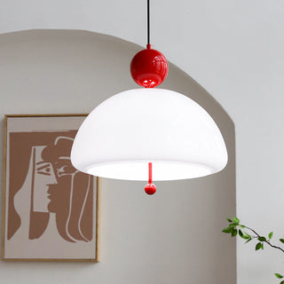 Creamy glass pendant side angle — classic vintage ceiling lamp