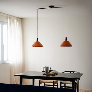 Bauhaus orange pendant side view — kitchen island hanging fixture