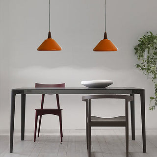 Orange Bauhaus pendant in kitchen — island hanging ceiling lamp