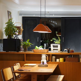 Bauhaus orange pendant top view — kitchen island hanging lamp