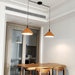 Bauhaus orange kitchen pendant from below — island hanging lamp