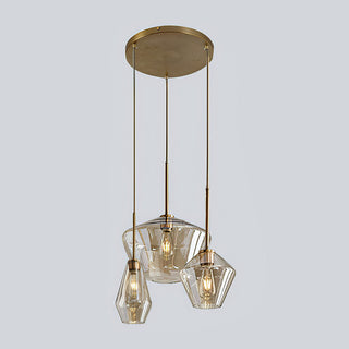 Minimalist pendant from below — clear rod hanging glass light