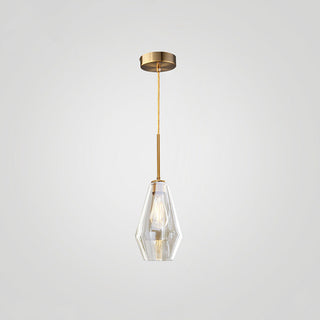 Minimalist clear rod pendant side view — hanging glass ceiling fixture