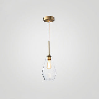 Glass rod pendant detail — minimalist clear adjustable hanging fixture