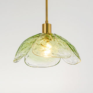 Glass flower pendant side angle — rod shape stylish ceiling lamp