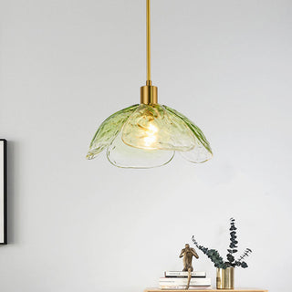 Flower shape glass pendant detail — rod metal stylish ceiling lamp