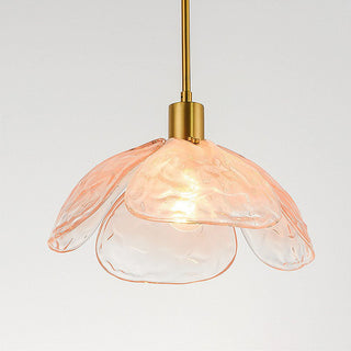 Flower shape glass pendant side view — stylish metal fixture