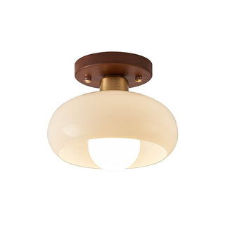 Vintage small ceiling lamp in hallway, white semi-flush